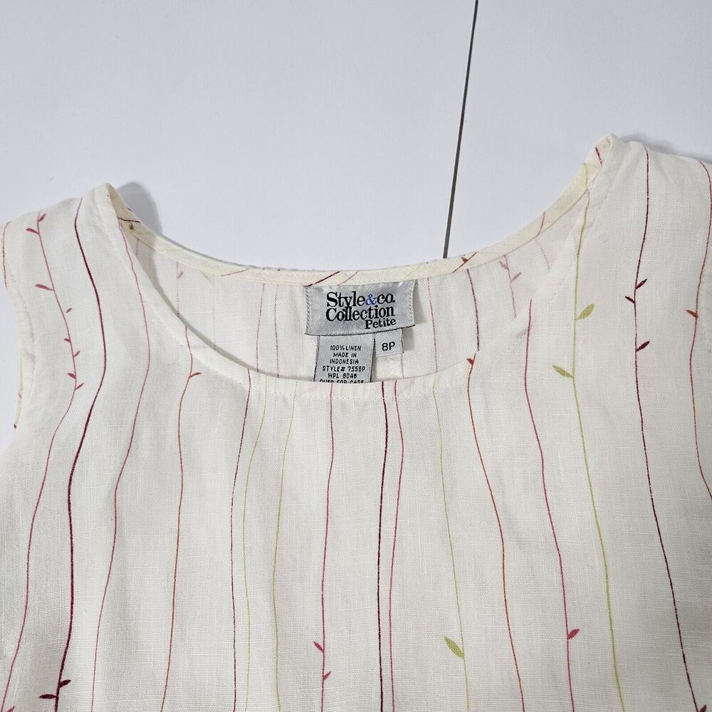 VTG 90’s/Y2K 100% Linen Sleeveless Maxi Dress w/Jacket White Floral- 8P Style Co - Picture 9 of 10